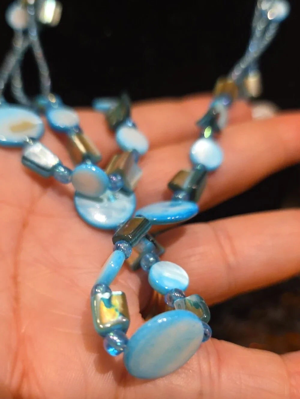 Vintage Blue Multi-Strand Beaded Necklace